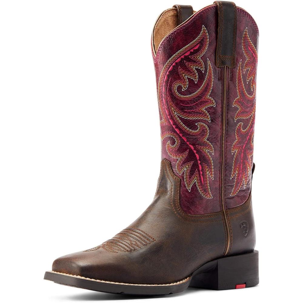 imageAriat womens Round Up Back Zip Western BootWorn Mocha