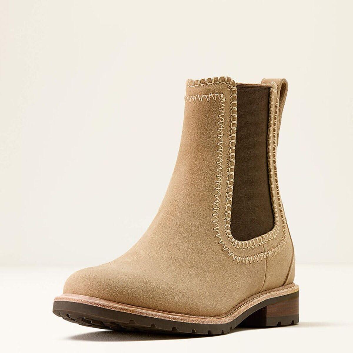 imageARIAT womens Wexford Whipstitch Chelsea BootCamel Suede