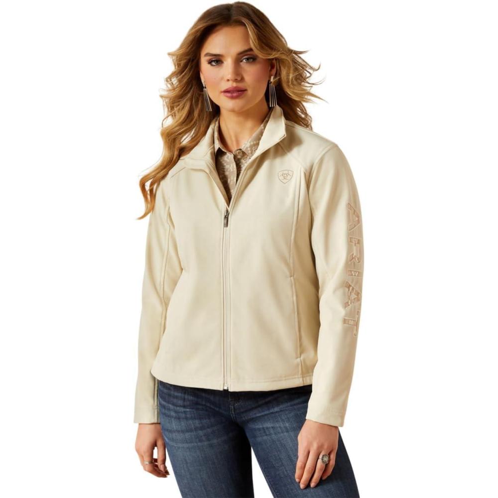 imageARIAT womens Ariat Logo Softshell JacketOyster GreyDune
