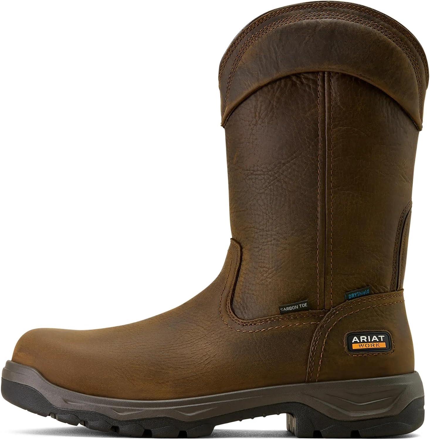 imageARIAT mens Turbo Duratread Pull on Waterproof Carbon Toe Work BootDark Brown