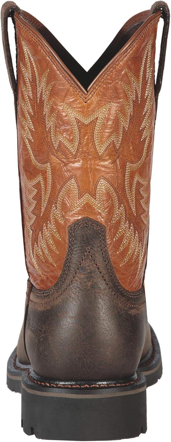 imageAriat Mens Sierra Wide Square Toe Steel Toe Work BootDark BrownPine Green