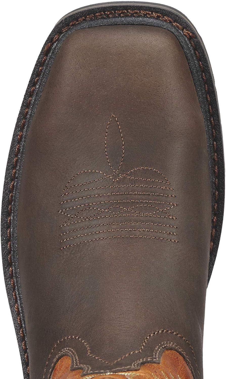 imageAriat Mens Sierra Wide Square Toe Steel Toe Work BootDark BrownPine Green