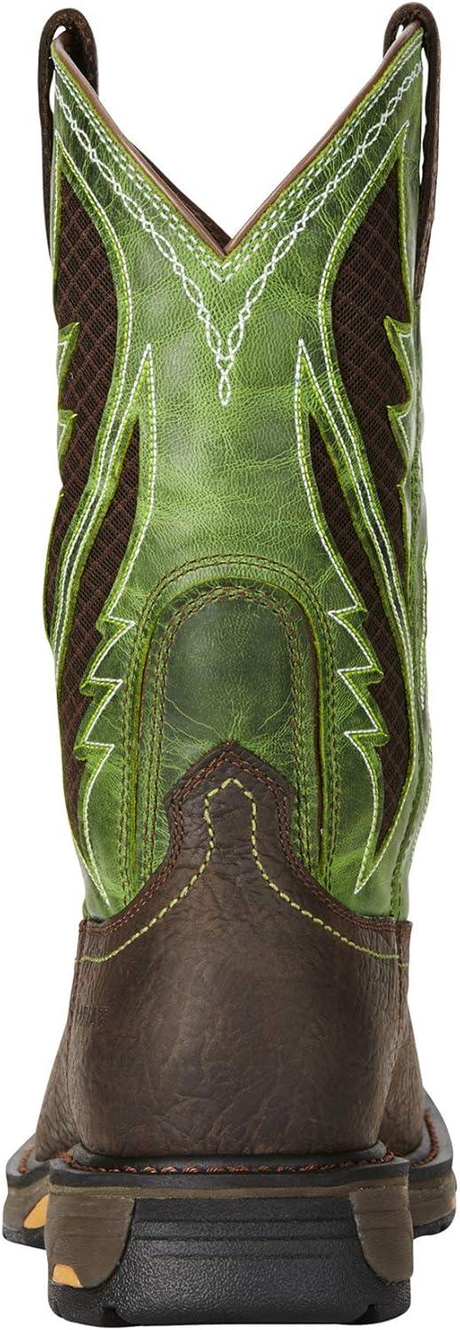 imageAriat Mens Workhog Wide Square Toe Work BootBruin BrownGrass Green