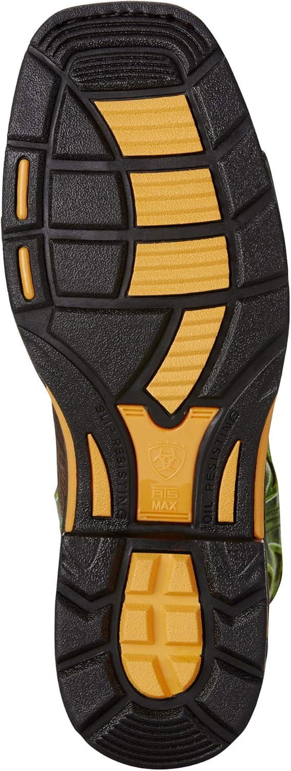 imageAriat Mens Workhog Wide Square Toe Work BootBruin BrownGrass Green