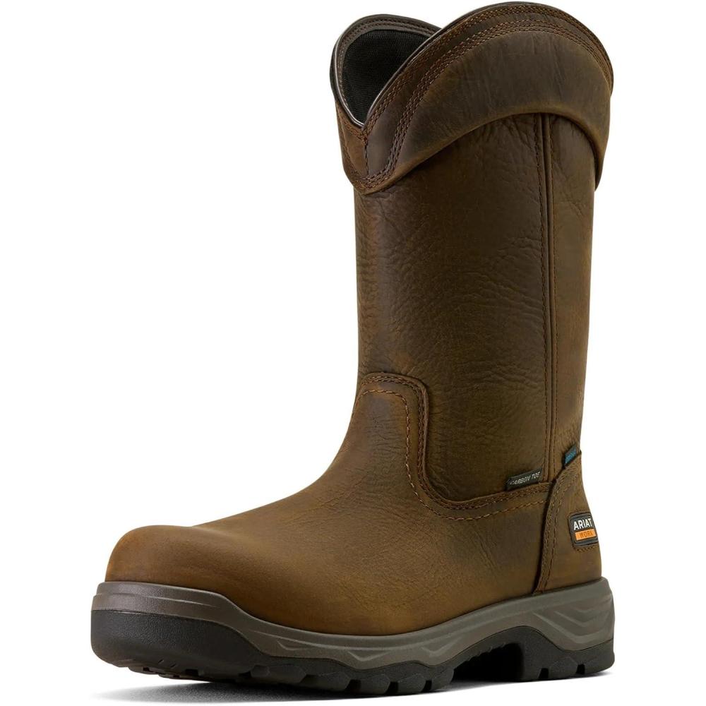 imageARIAT mens Turbo Duratread Pull on Waterproof Carbon Toe Work BootDark Brown