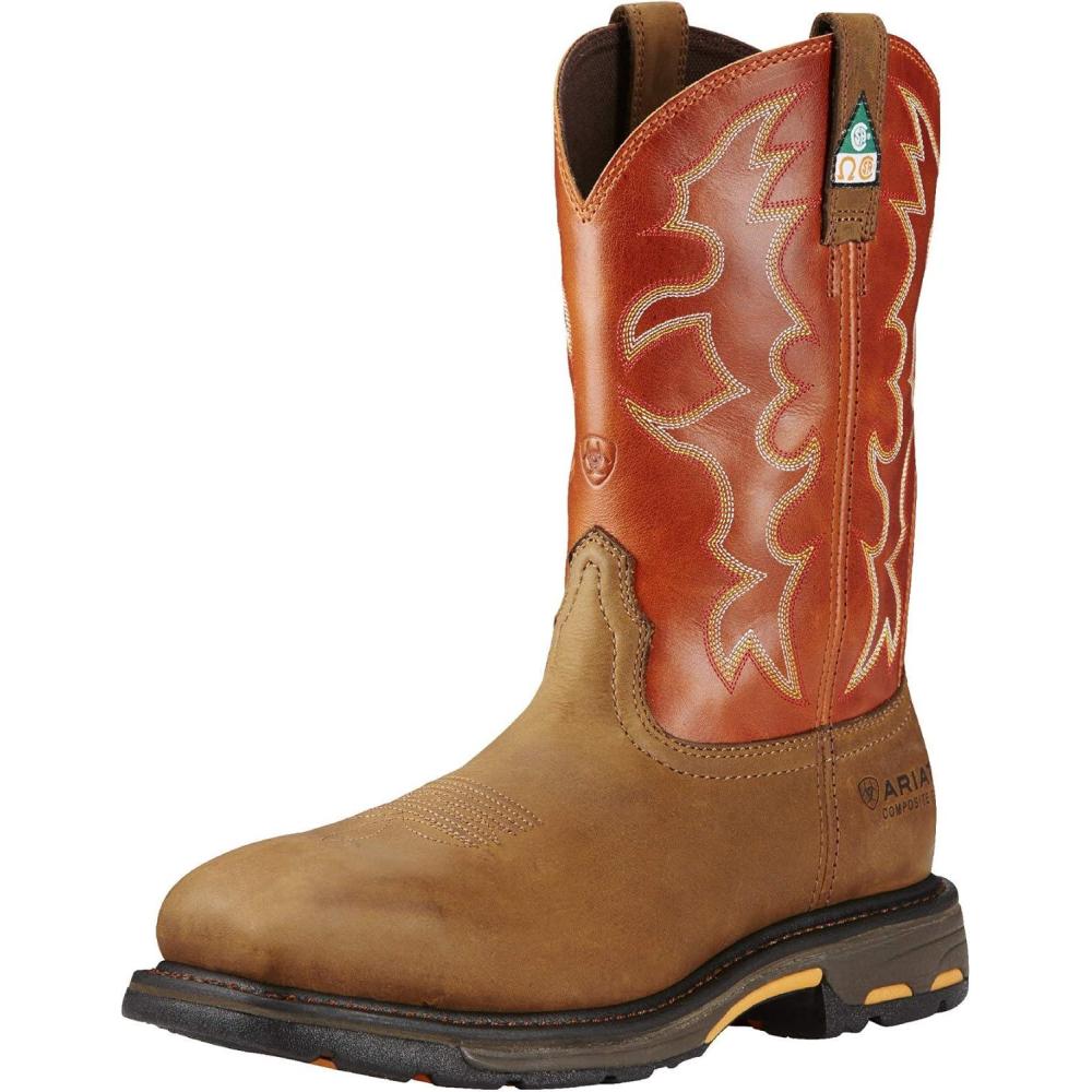 imageARIAT mens Workhog Wide Square Toe Csa Waterproof Composite Toe Work BootDark EarthBrick