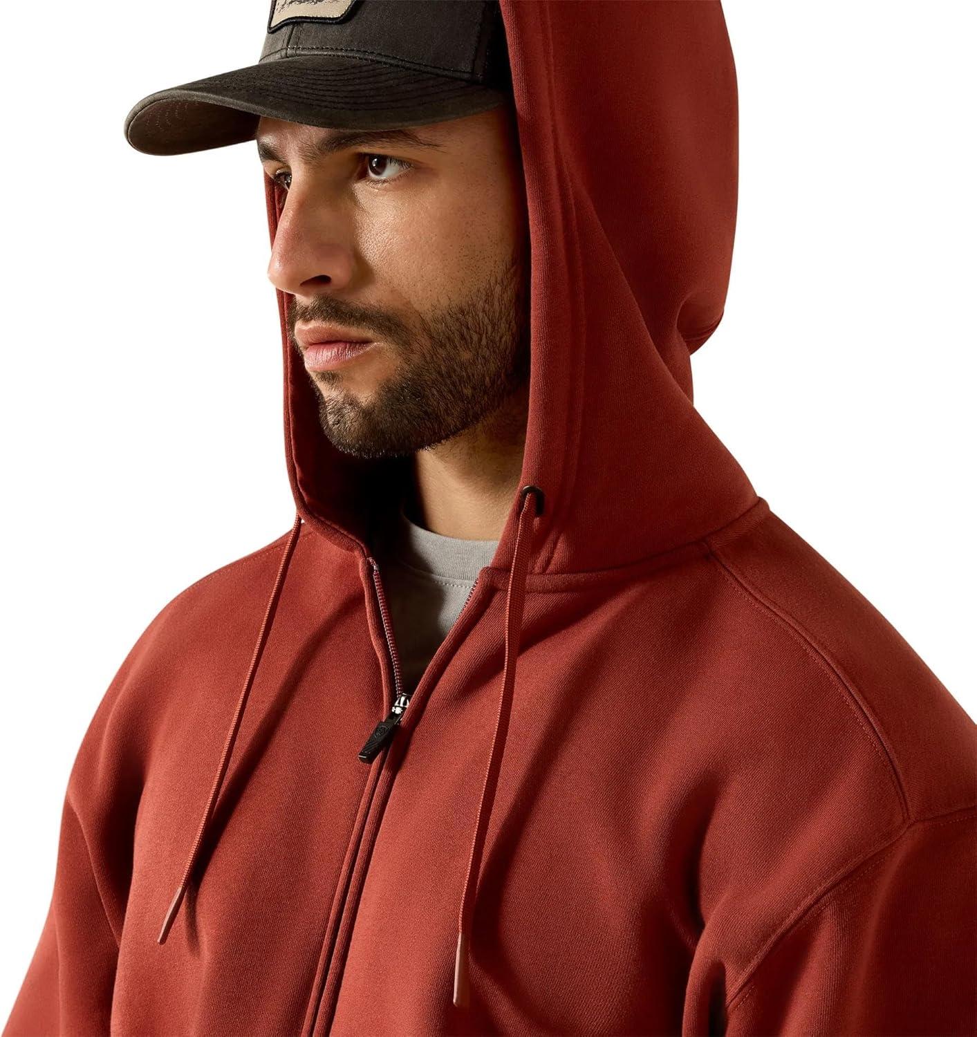 imageARIAT Mens Rebar Lightweight Label Full Zip HoodieBrandy Snifter