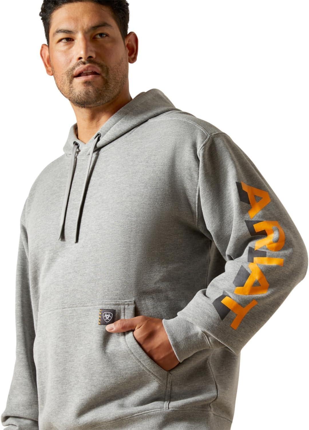 imageAriat Rebar Lightweight Logo HoodieHeather GreyRebar Orange