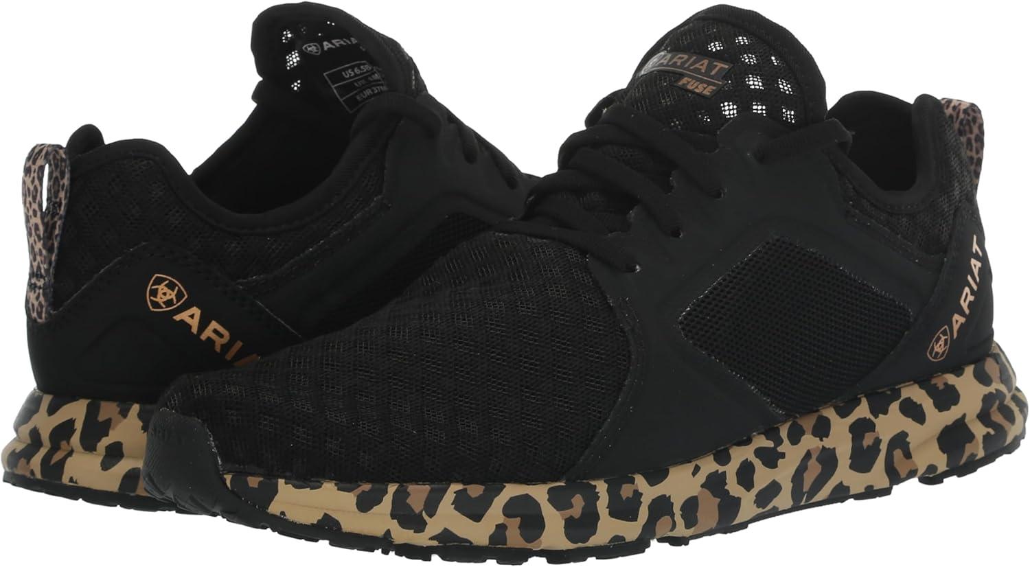 imageAriat Womens Fuse Athletic ShoeBlack MeshLeopard Print