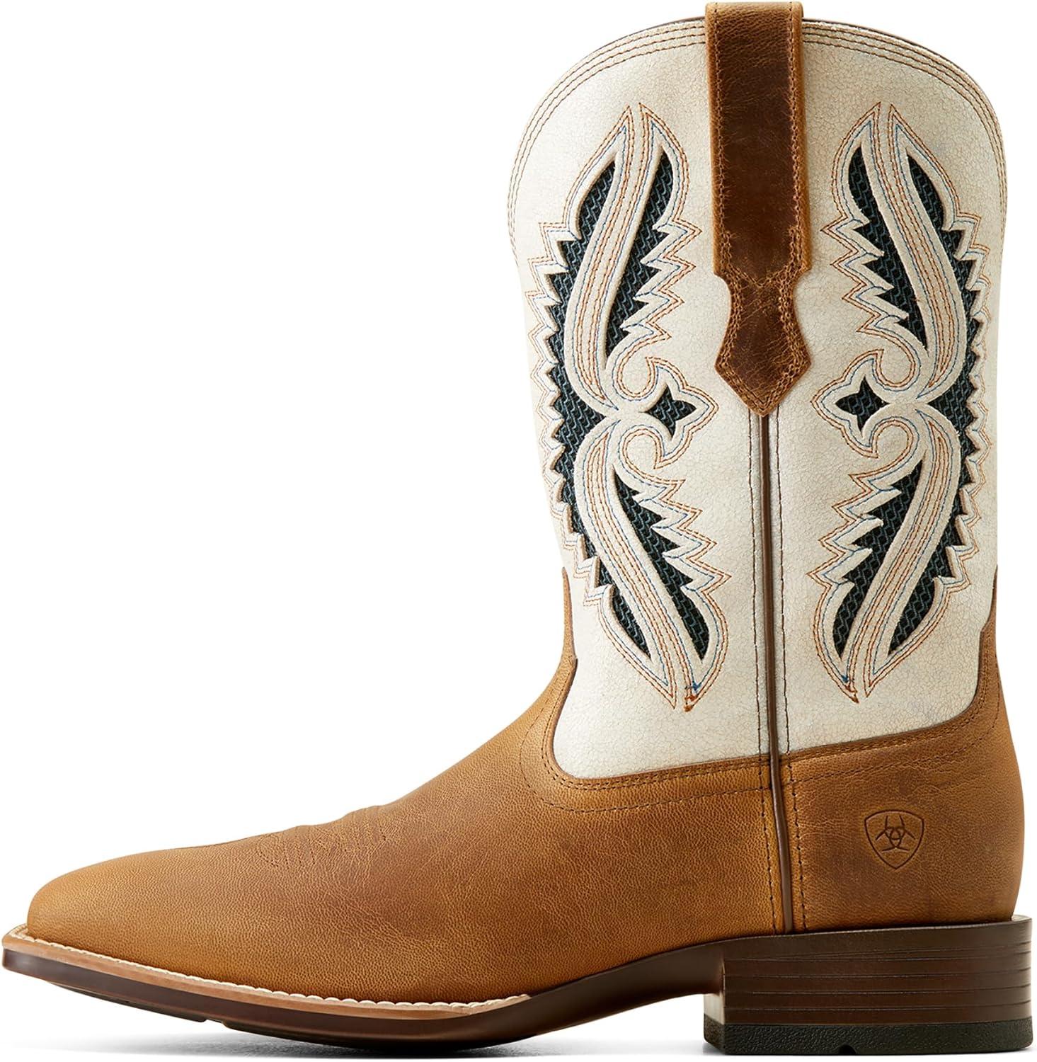 imageAriat Mens Rowder VentTEK 360 Cowboy BootWhiteMarbled Tan