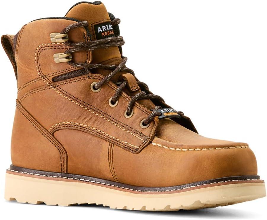 imageARIAT womens Rebar Wedge Moc Toe Waterproof Work BootAntique Brown