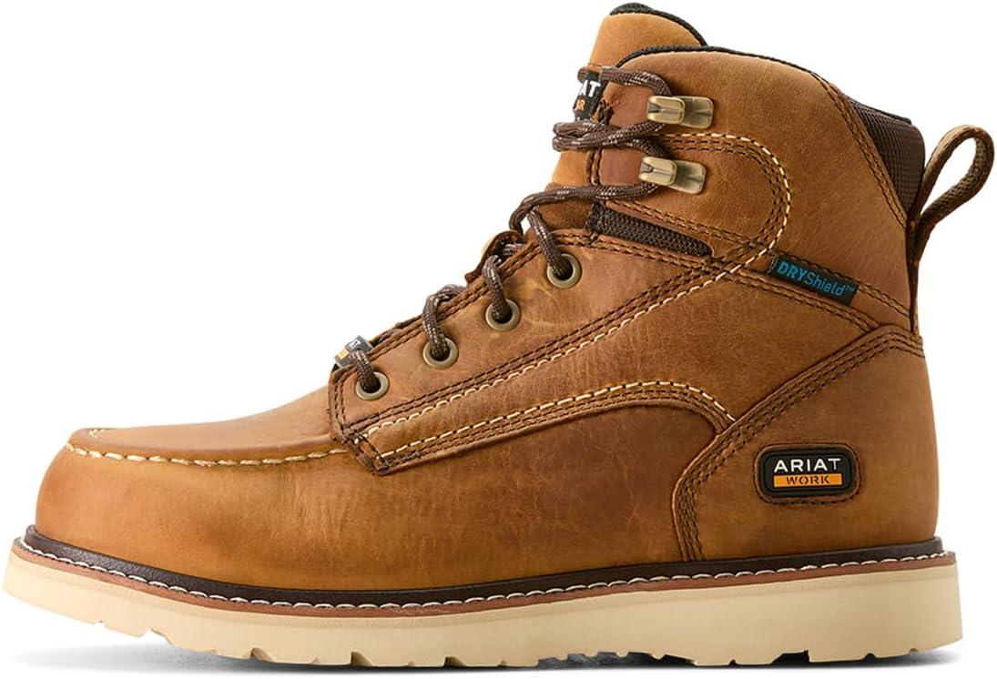 imageARIAT womens Rebar Wedge Moc Toe Waterproof Work BootAntique Brown