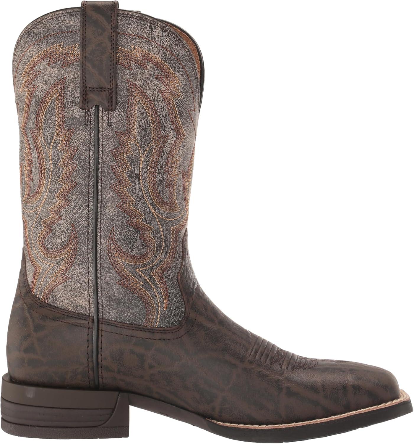 imageAriat Mens Steadfast Western BootChocolate Elephant PrintCrinkled Grey