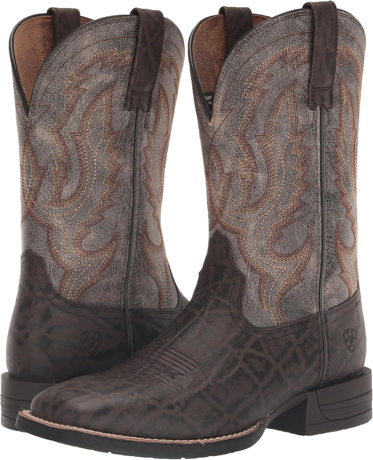 imageAriat Mens Steadfast Western BootChocolate Elephant PrintCrinkled Grey