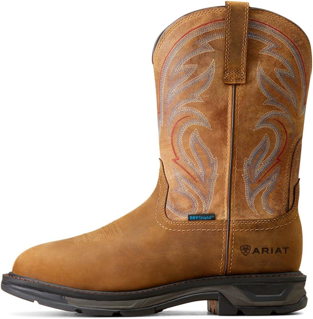 imageAriat Mens WorkHog XT Waterproof Work BootDistressed BrownBravo Brown