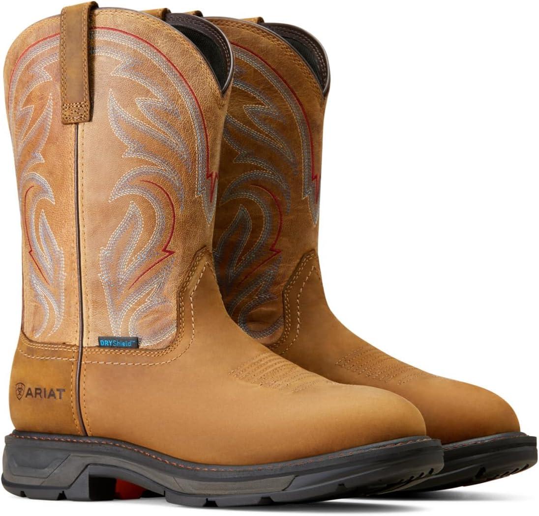 imageAriat Mens WorkHog XT Waterproof Work BootDistressed BrownBravo Brown