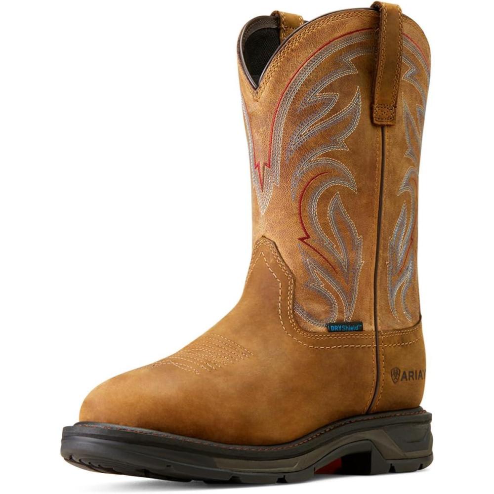 imageAriat Mens WorkHog XT Waterproof Work BootDistressed BrownBravo Brown