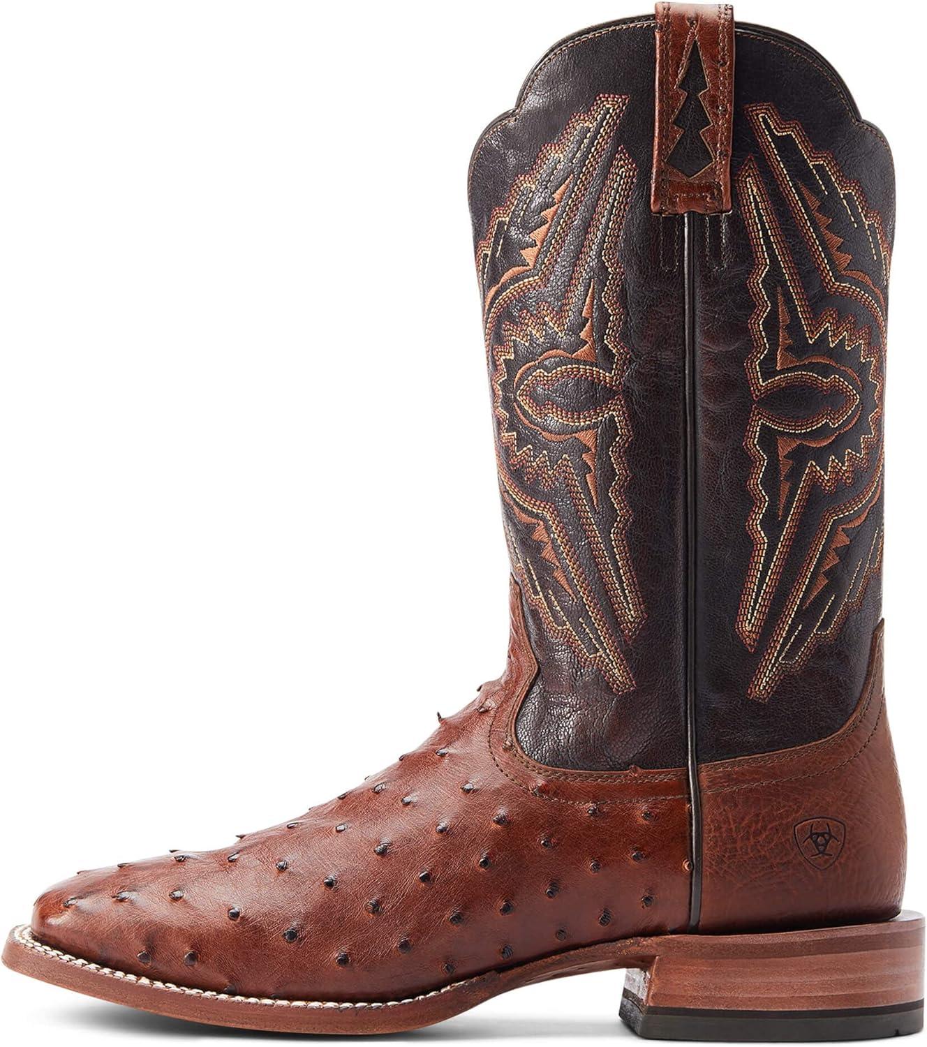 imageARIAT mens Broncy Western BootCinnamon Full Quill Ostrich