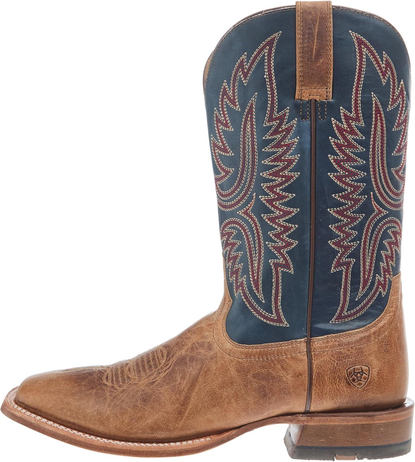 imageAriat Mens Hybrid Roughstock Square Toe Western BootBoneHonorable Blue