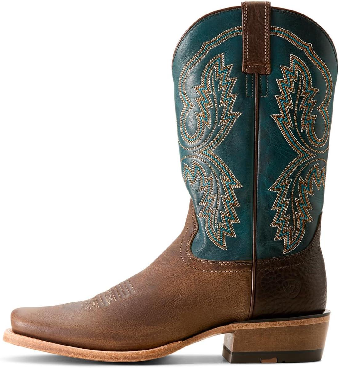 imageAriat Mens Hybrid Roughstock Square Toe Western BootDijon RoughoutRoyal Purple