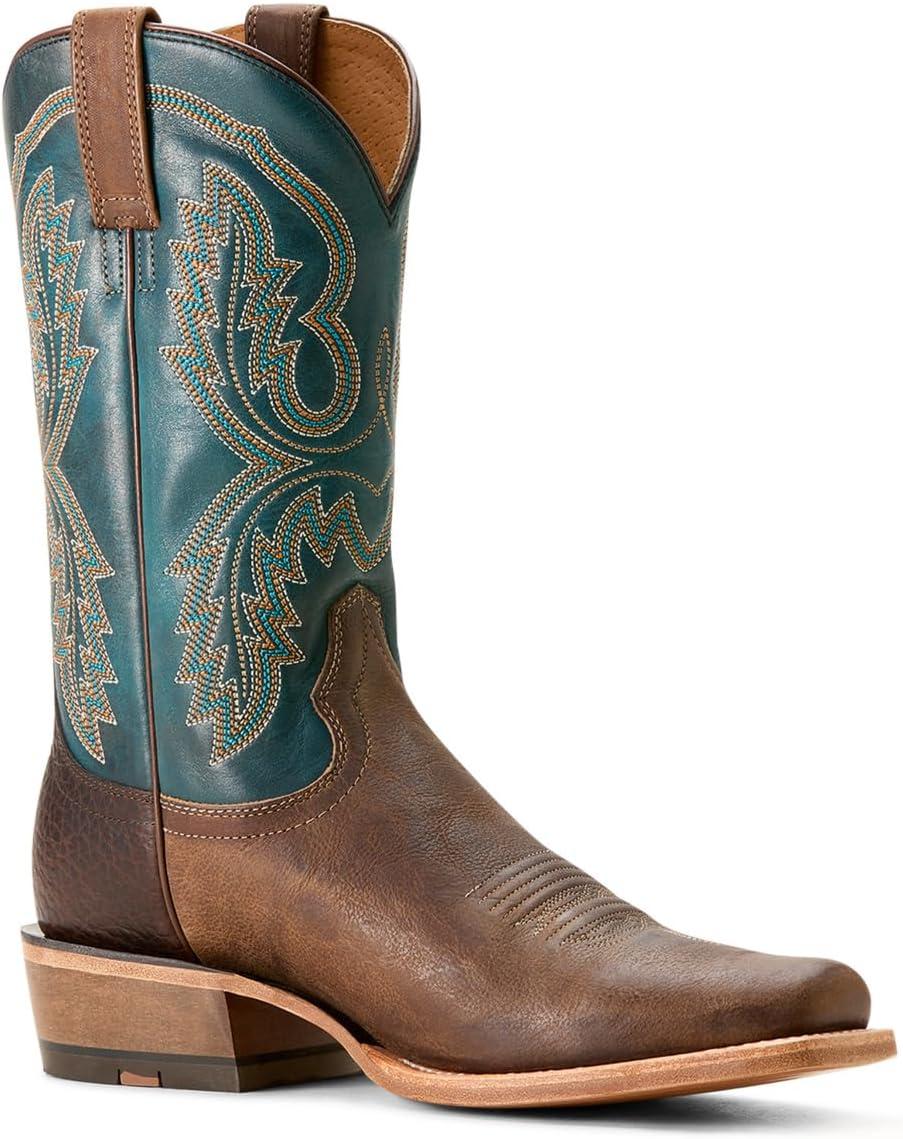 imageAriat Mens Hybrid Roughstock Square Toe Western BootDijon RoughoutRoyal Purple