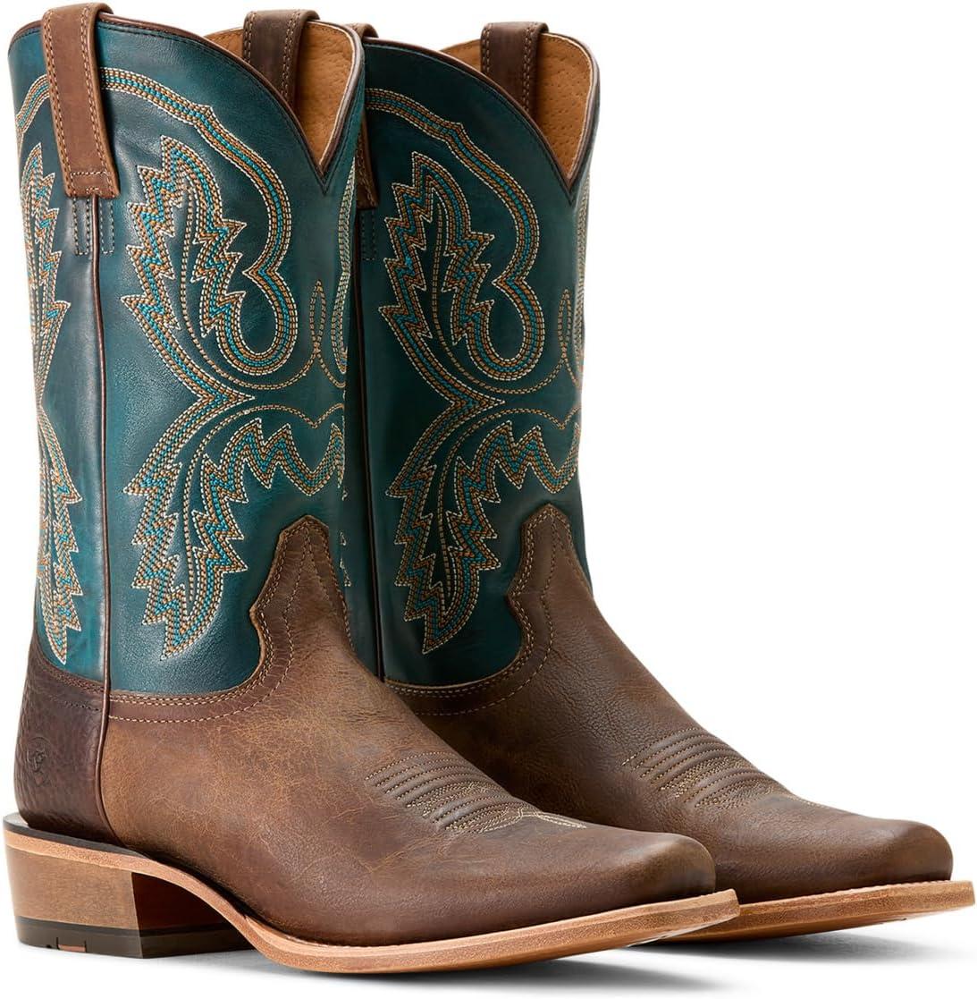 imageAriat Mens Hybrid Roughstock Square Toe Western BootDijon RoughoutRoyal Purple