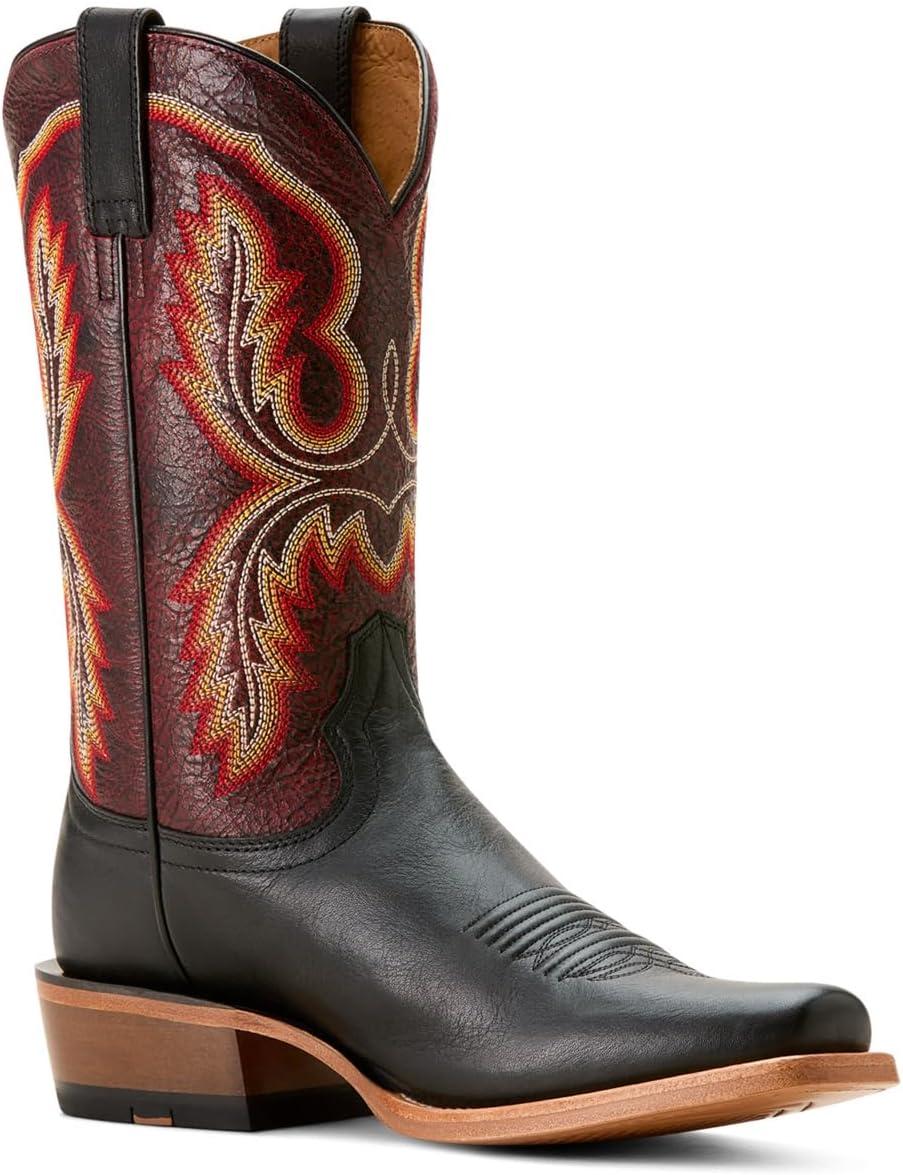 imageAriat Mens Hybrid Roughstock Square Toe Western BootMidnight BlackDark Brick