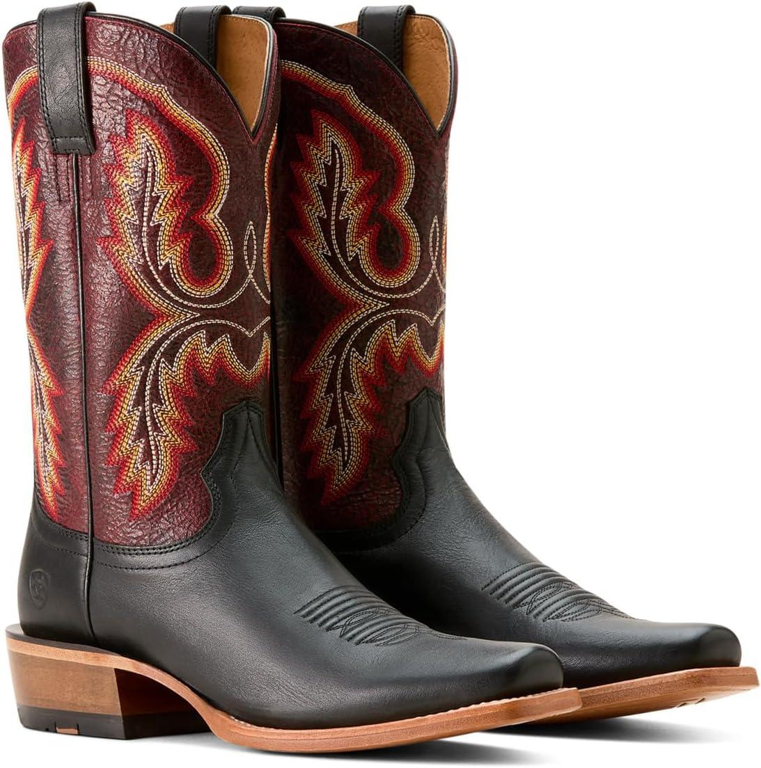 imageAriat Mens Hybrid Roughstock Square Toe Western BootMidnight BlackDark Brick