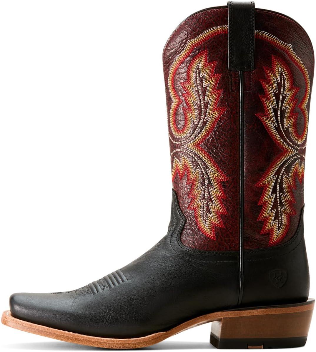 imageAriat Mens Hybrid Roughstock Square Toe Western BootMidnight BlackDark Brick