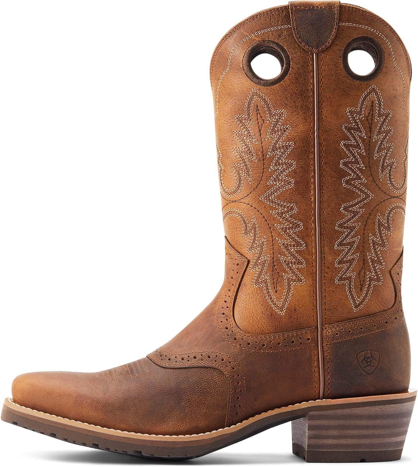 imageAriat Mens Hybrid Roughstock Square Toe Western BootSorrel Crunch