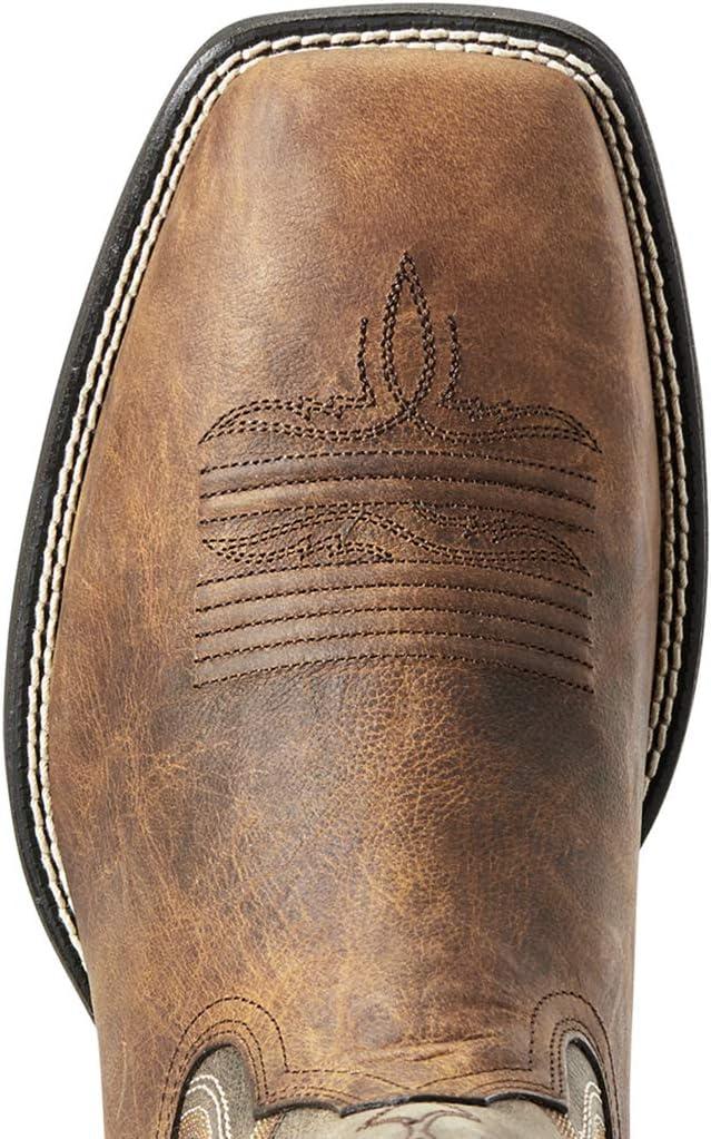 imageAriat mens Amos Western BootWestern BootHand Stained RedbrownBlack