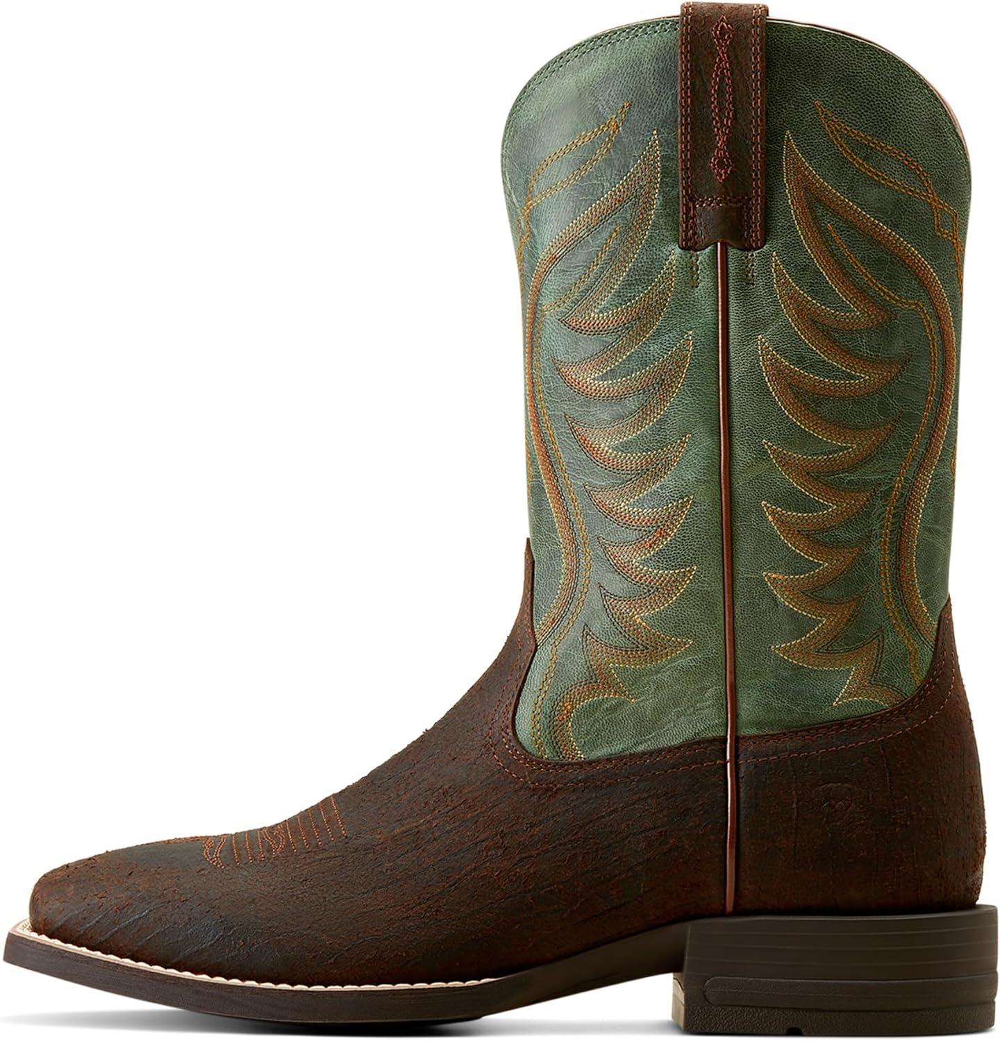 imageAriat mens Amos Western BootWestern BootSurf GreenRockweed Brown
