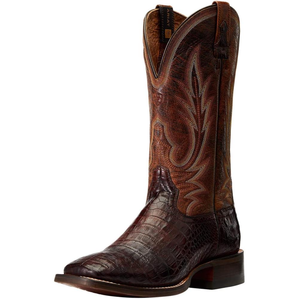 imageARIAT UnisexAdult Gunslinger Western BootDark Amber Caiman Belly
