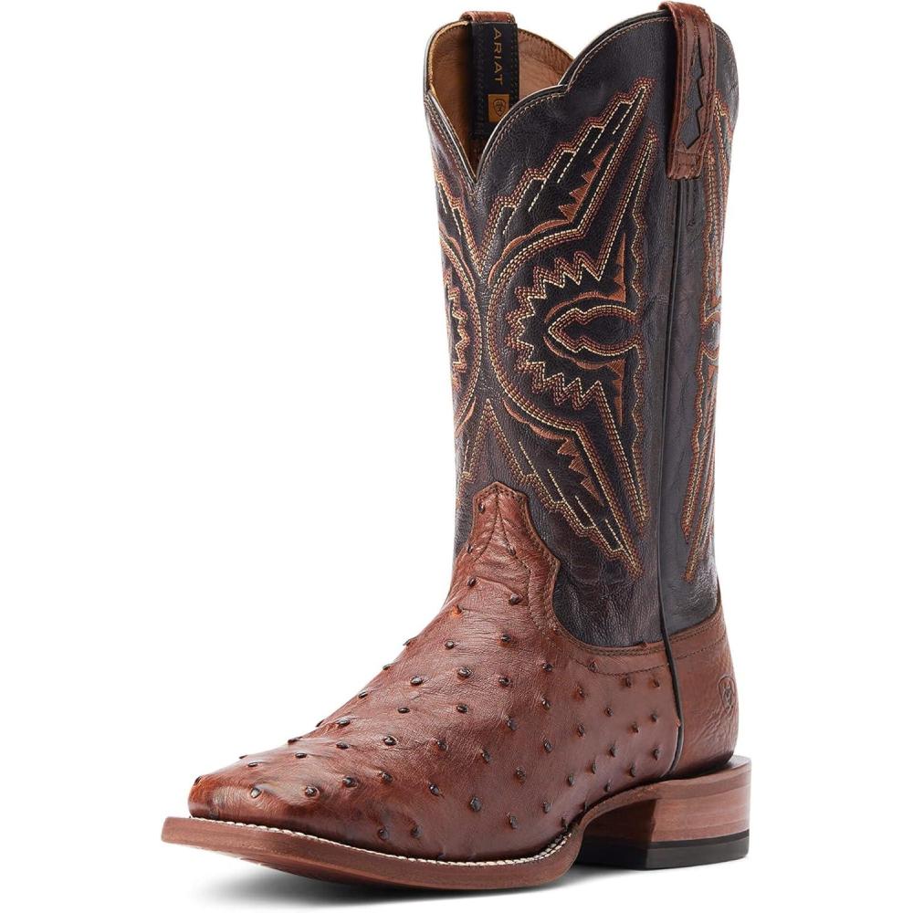 imageARIAT mens Broncy Western BootCinnamon Full Quill Ostrich