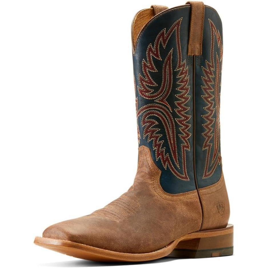 imageAriat Mens Hybrid Roughstock Square Toe Western BootBoneHonorable Blue