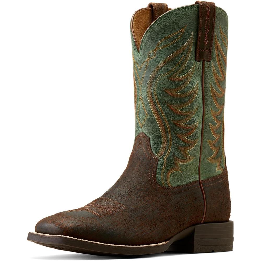 imageAriat mens Amos Western BootWestern BootSurf GreenRockweed Brown