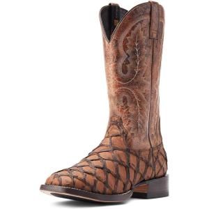 Ariat Men’s Hybrid Roughstock Square Toe Western Boot(Aged Tan Piraruci)