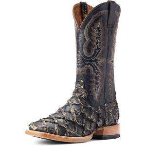 Ariat Men’s Hybrid Roughstock Square Toe Western Boot(Distressed Black Piraruci)