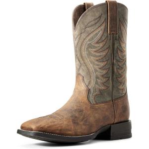 Ariat mens Amos Western BootWestern Boot(Sorrel Crunch/Army Green)