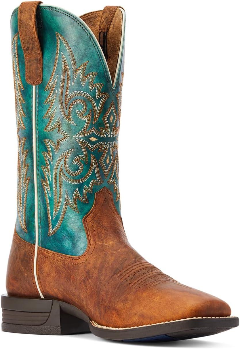 imageARIAT Mens Wild Thang Western BootFiery Brown CrunchEmerald Green