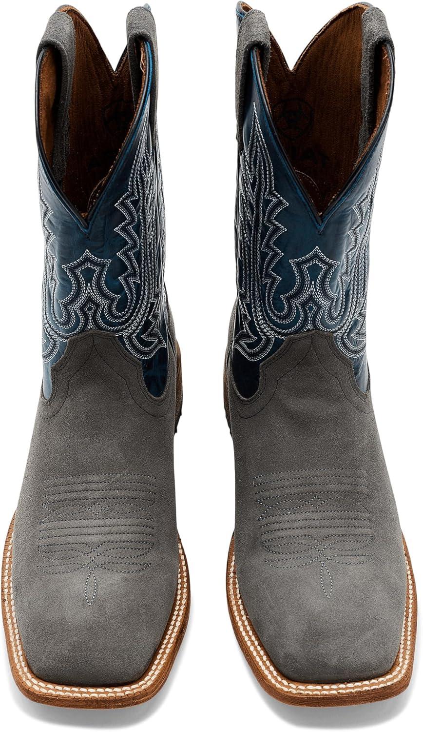 imageARIAT mens County Roads Wide Square Toe Cowboy BootIron Grey