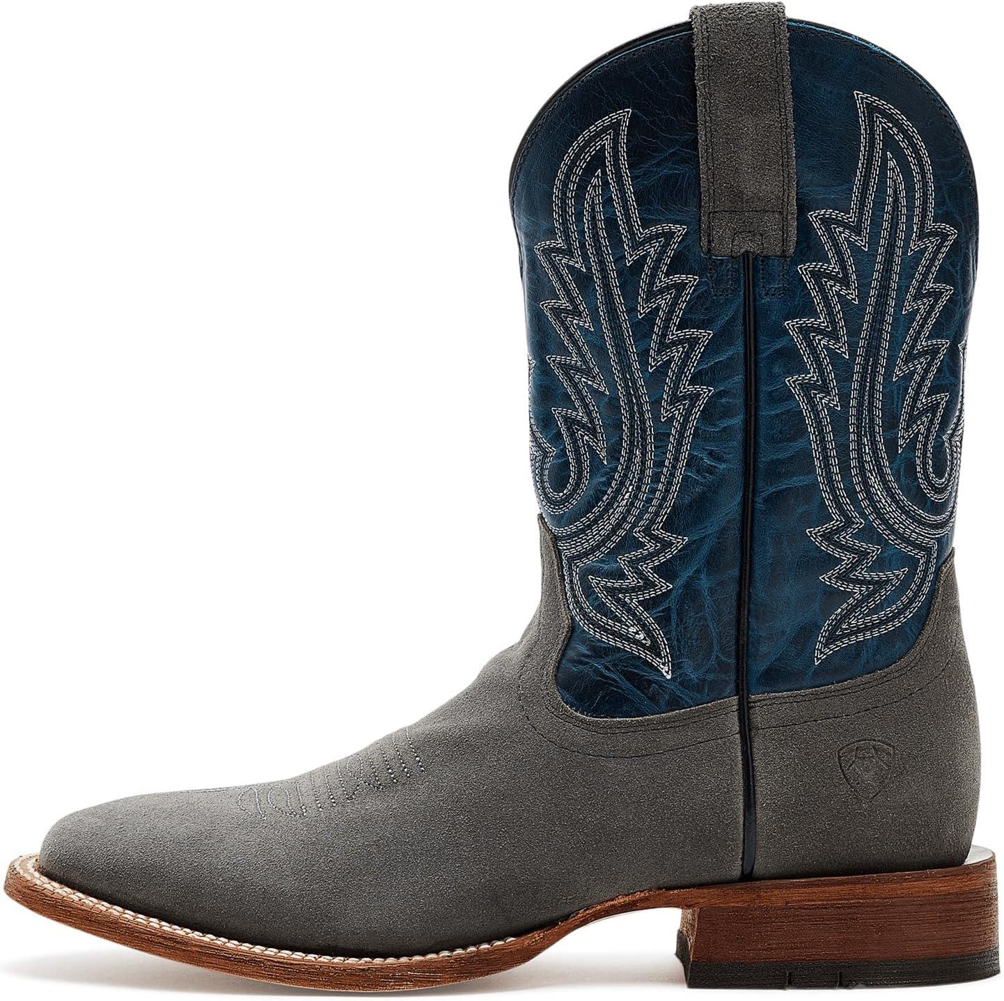 imageARIAT mens County Roads Wide Square Toe Cowboy BootIron Grey