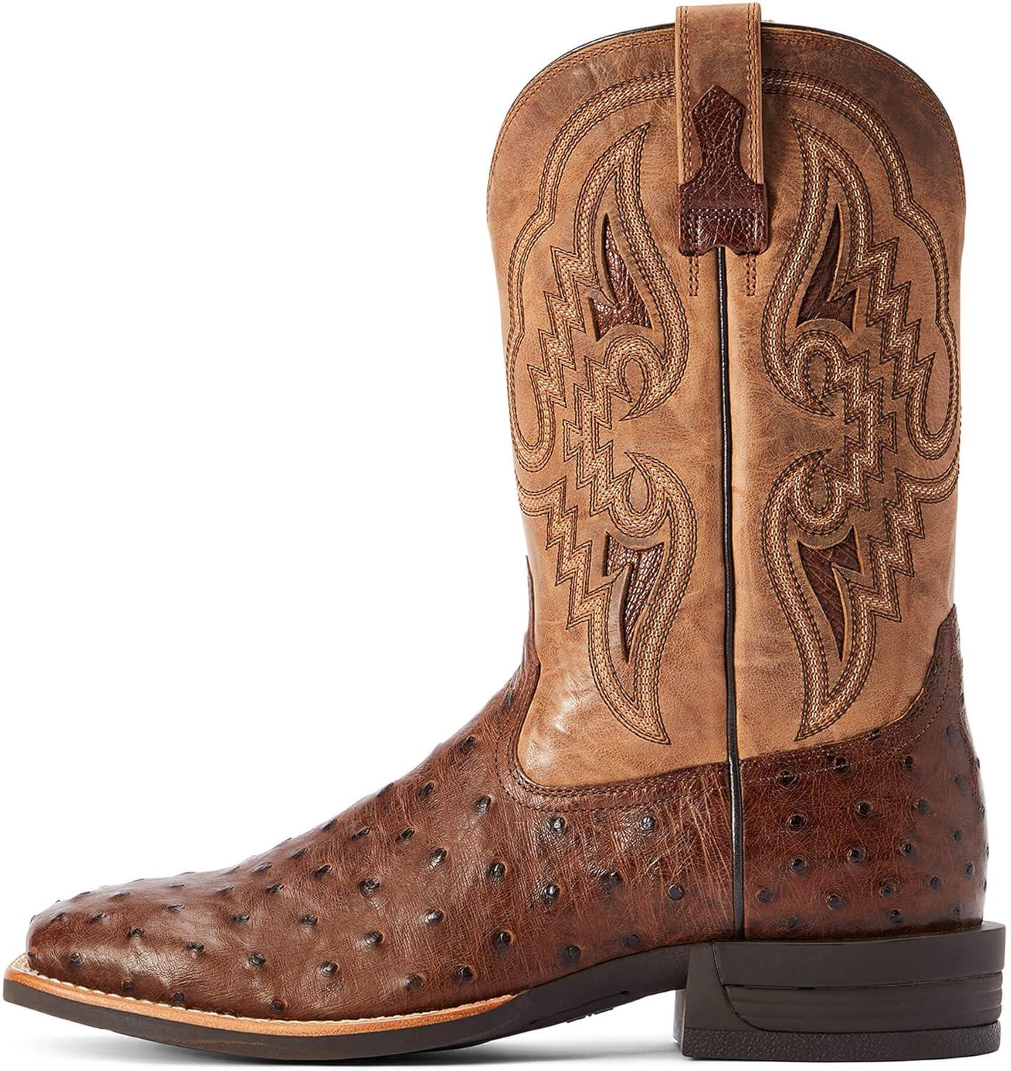 imageARIAT mens Dagger Western BootWestern BootDark Tabac Full Quill OstrichTannin