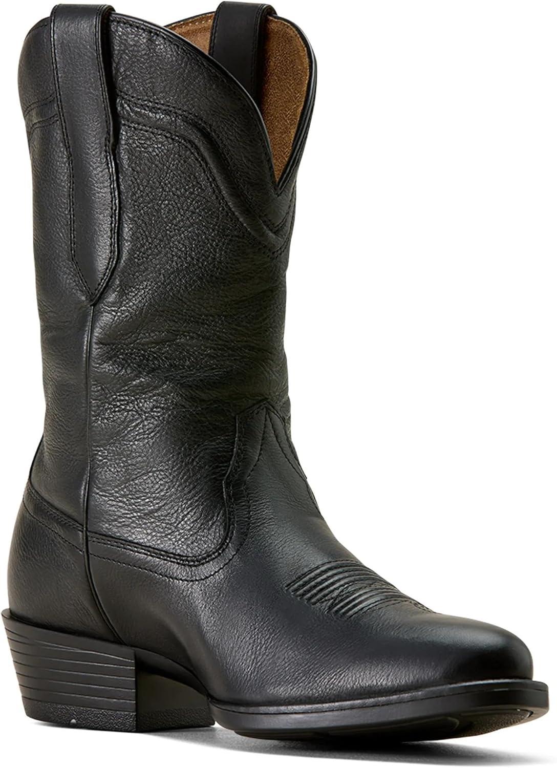 imageARIAT mens Easton R Toe Western BootEclipse Black
