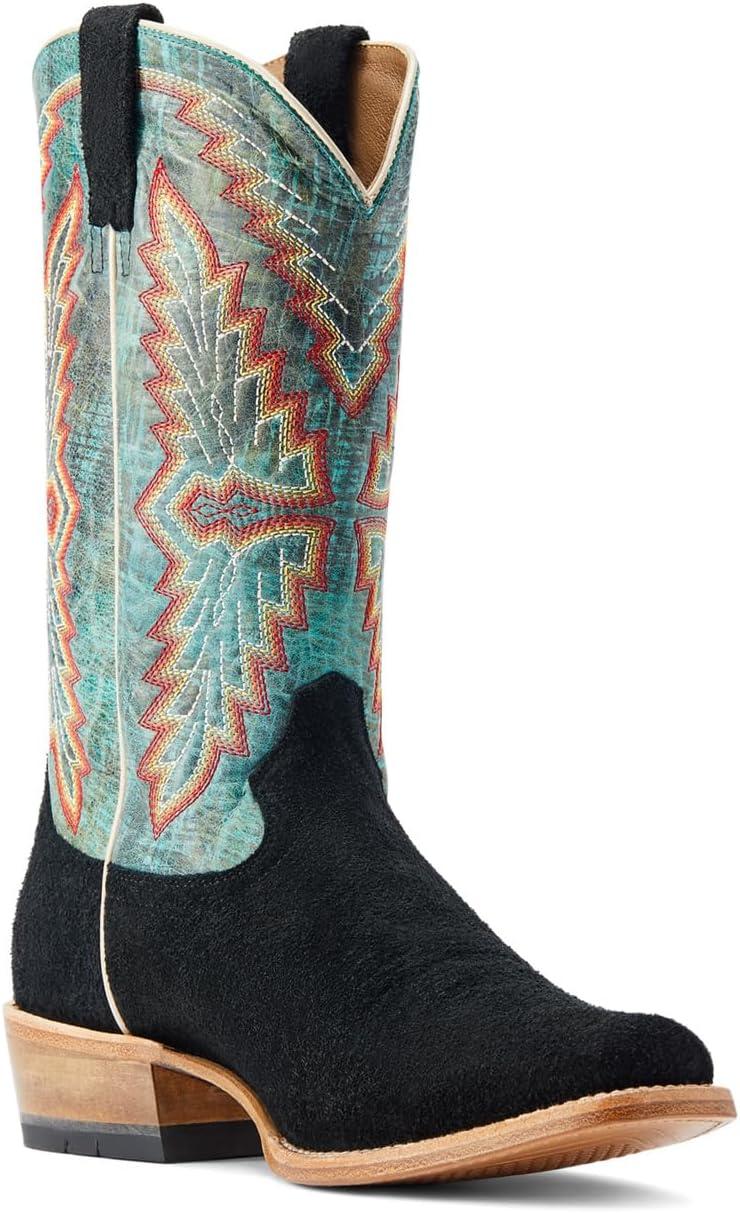 imageARIAT mens Futurity Showman Western BootBlack RoughoutRoaring Turquoise