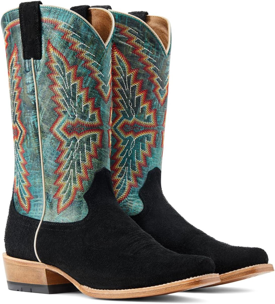 imageARIAT mens Futurity Showman Western BootBlack RoughoutRoaring Turquoise