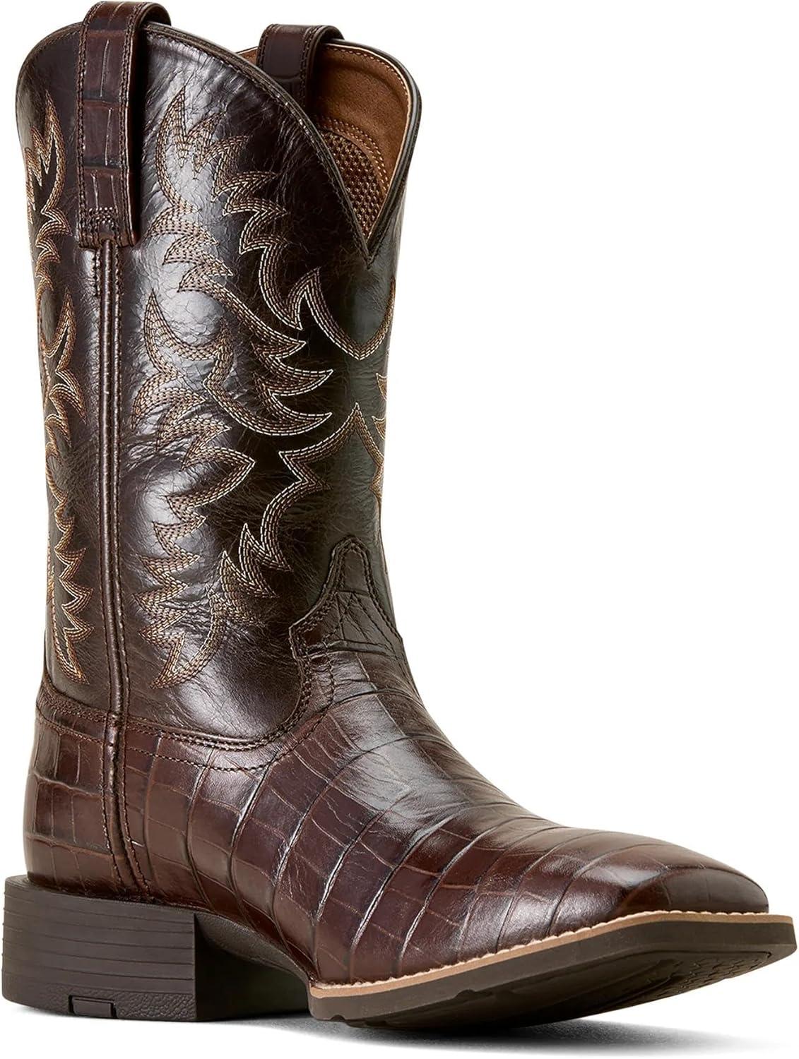 imageARIAT mens Sport Latigo Wide Square Toe Cowboy BootBitter Chocolate