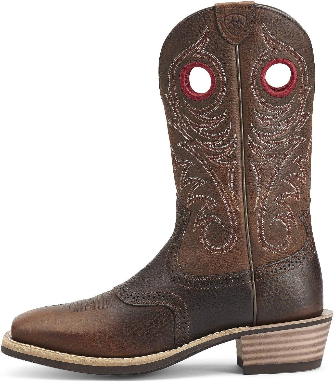 imageAriat Heritage Roughstock Western Boot Mens Square Toe Leather Work BootBrown