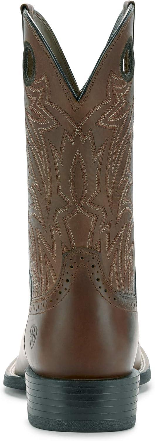 imageAriat Heritage Roughstock Western Boot Mens Square Toe Leather Work BootDistressed BrownSolid Blue
