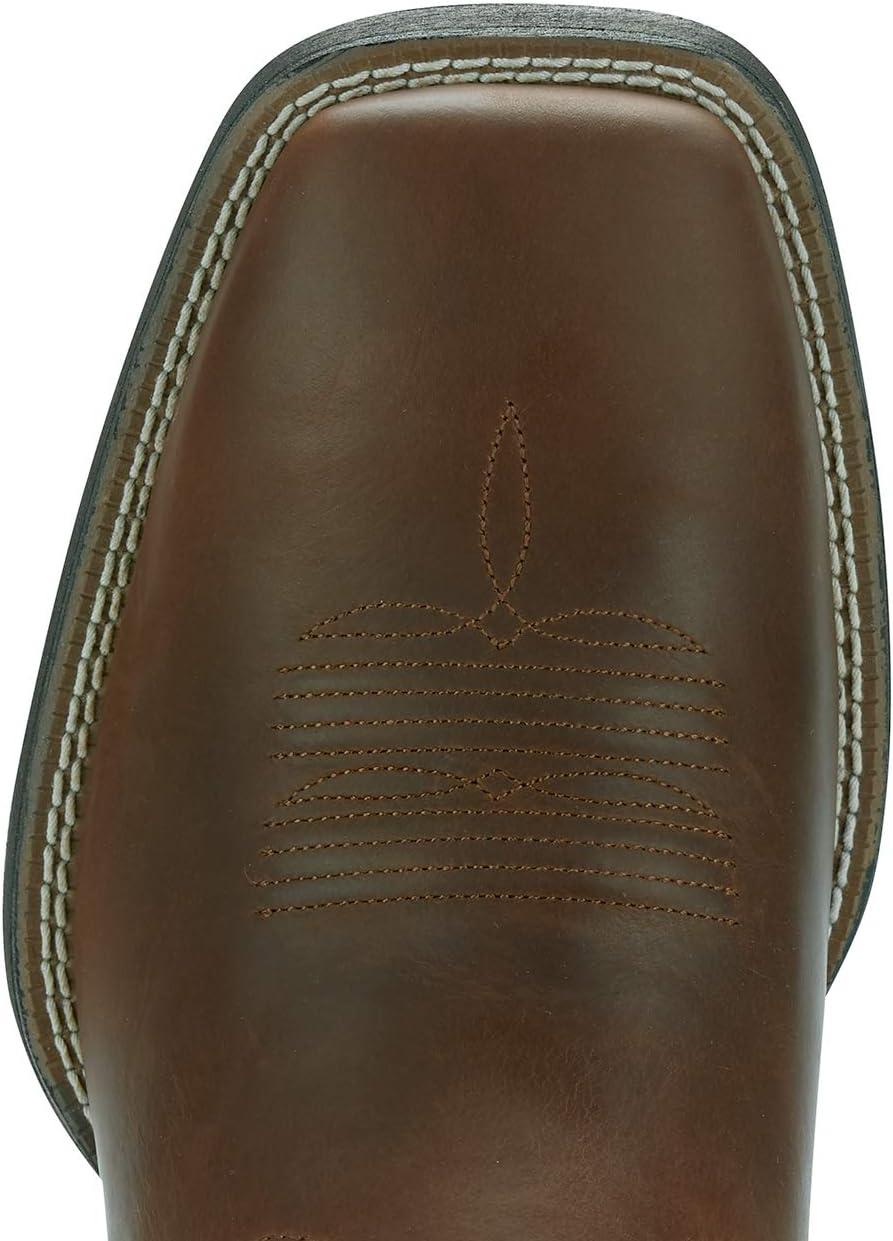 imageAriat Heritage Roughstock Western Boot Mens Square Toe Leather Work BootDistressed BrownSolid Blue
